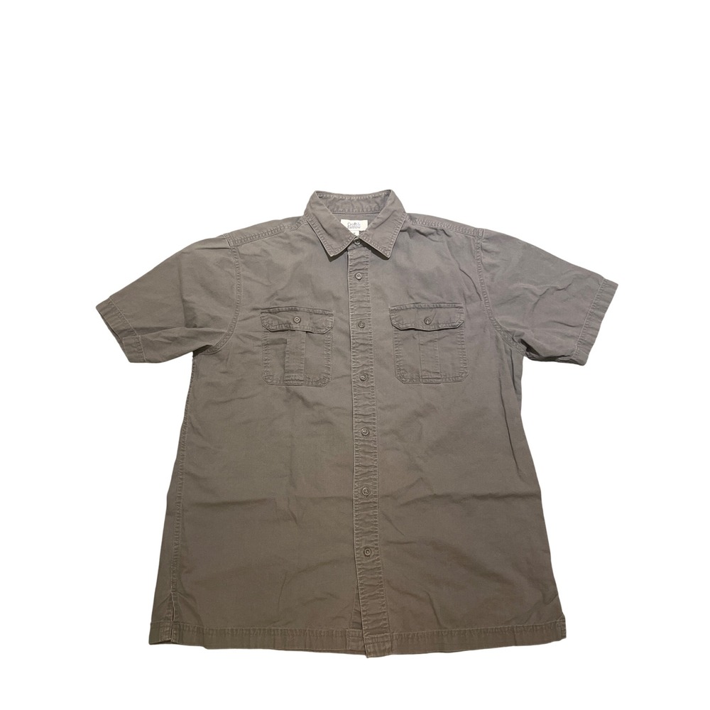 Croft & Barrow Mens Short Sleeve Button Up Shirt Grey Casual Work Medium
